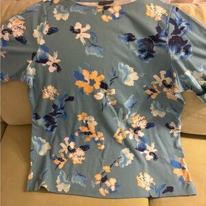 Style & Co Women Plus Blue Floral TShirt Short Sleeve 2X